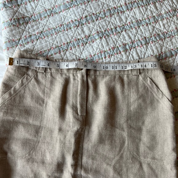 MaxMara Weekend Linen Pencil Mini Skirt Size 8 Beige Classic - Picture 3 of 8